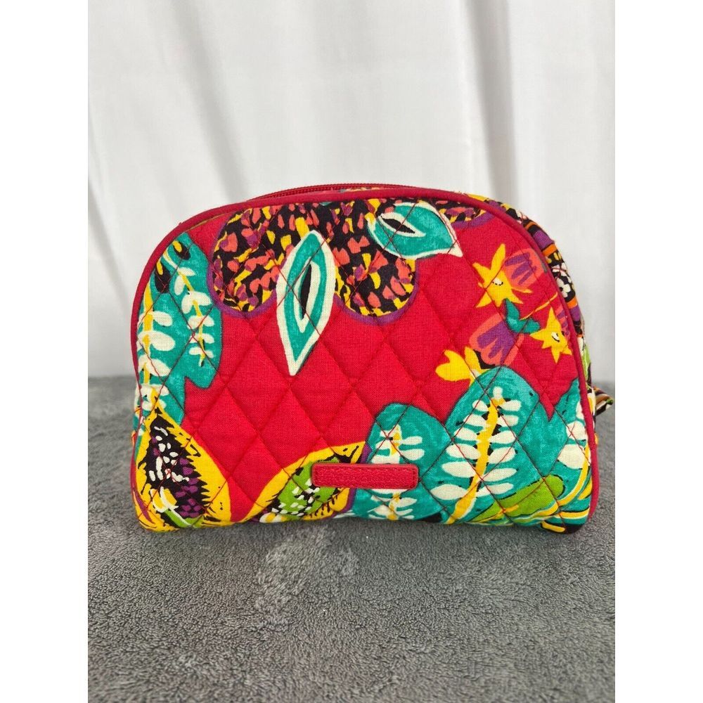 Vera Bradley Small Cosmetic Bag‎ Floral Hot Pink and Turquoise 7x6x3